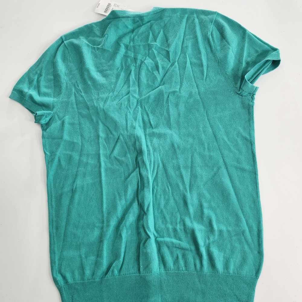 J Crew Factory Womens Cardigan Size S Short Sleeve Cotton Button Up Green 01 - Picture 8 of 10